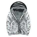 Cow Milk Bottle Pattern Print Sherpa Lined Zip Up Hoodie