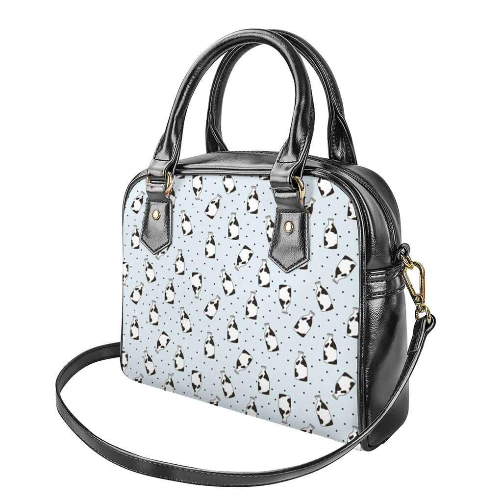 Cow Milk Bottle Pattern Print Shoulder Handbag