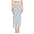 Cow Milk Bottle Pattern Print Side Slit Maxi Skirt