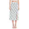 Cow Milk Bottle Pattern Print Side Slit Midi Skirt