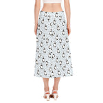 Cow Milk Bottle Pattern Print Side Slit Midi Skirt