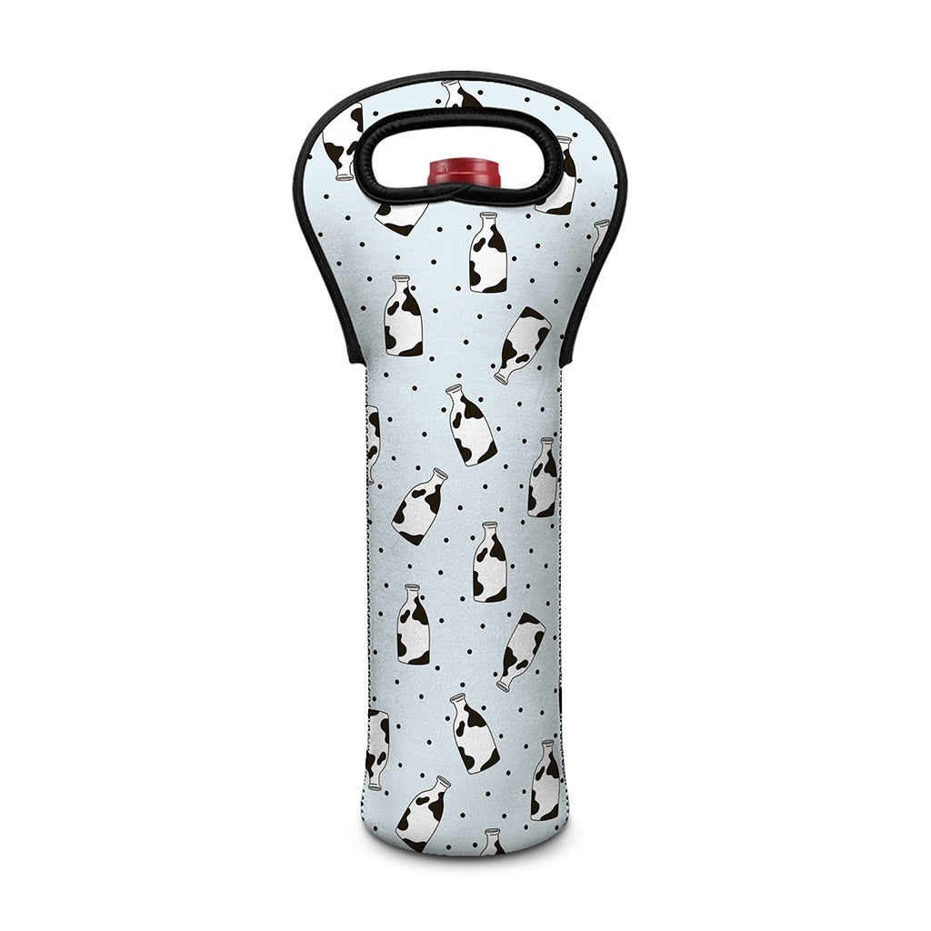 Cow Milk Bottle Pattern Print Single Neoprene Wine Tote