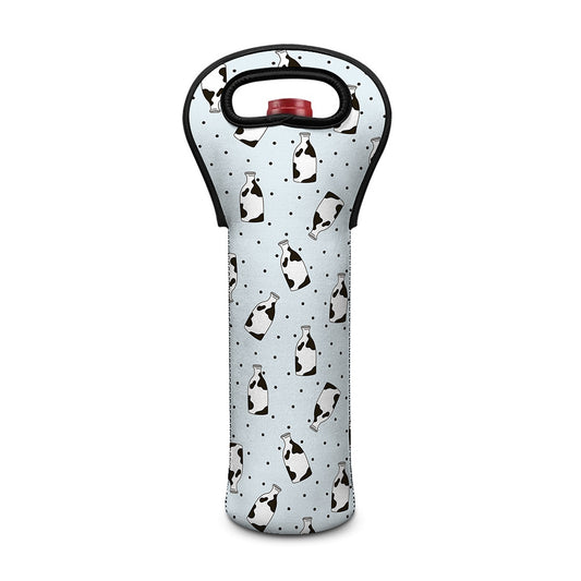 Cow Milk Bottle Pattern Print Single Neoprene Wine Tote