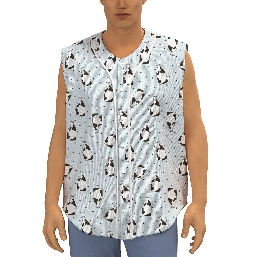 Cow Milk Bottle Pattern Print Sleeveless Baseball Jersey