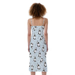 Cow Milk Bottle Pattern Print Slim Fit Midi Cami Dress
