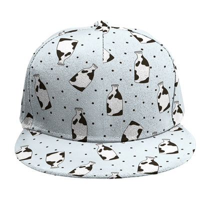 Cow Milk Bottle Pattern Print Snapback Cap
