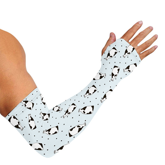 Cow Milk Bottle Pattern Print Sun Protection Arm Sleeves