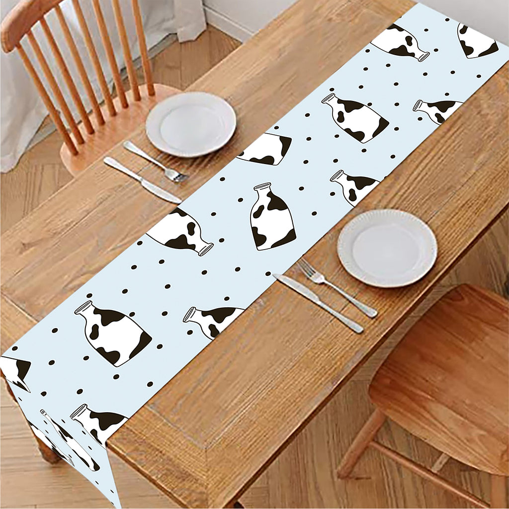 Cow Milk Bottle Pattern Print Table Runner