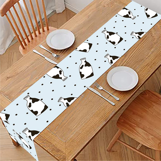 Cow Milk Bottle Pattern Print Table Runner