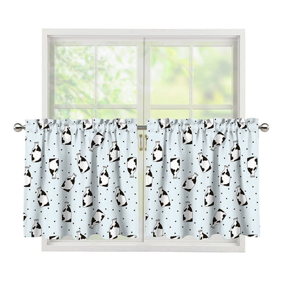 Cow Milk Bottle Pattern Print Tier Curtains