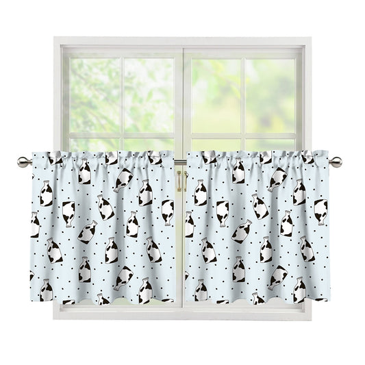 Cow Milk Bottle Pattern Print Tier Curtains