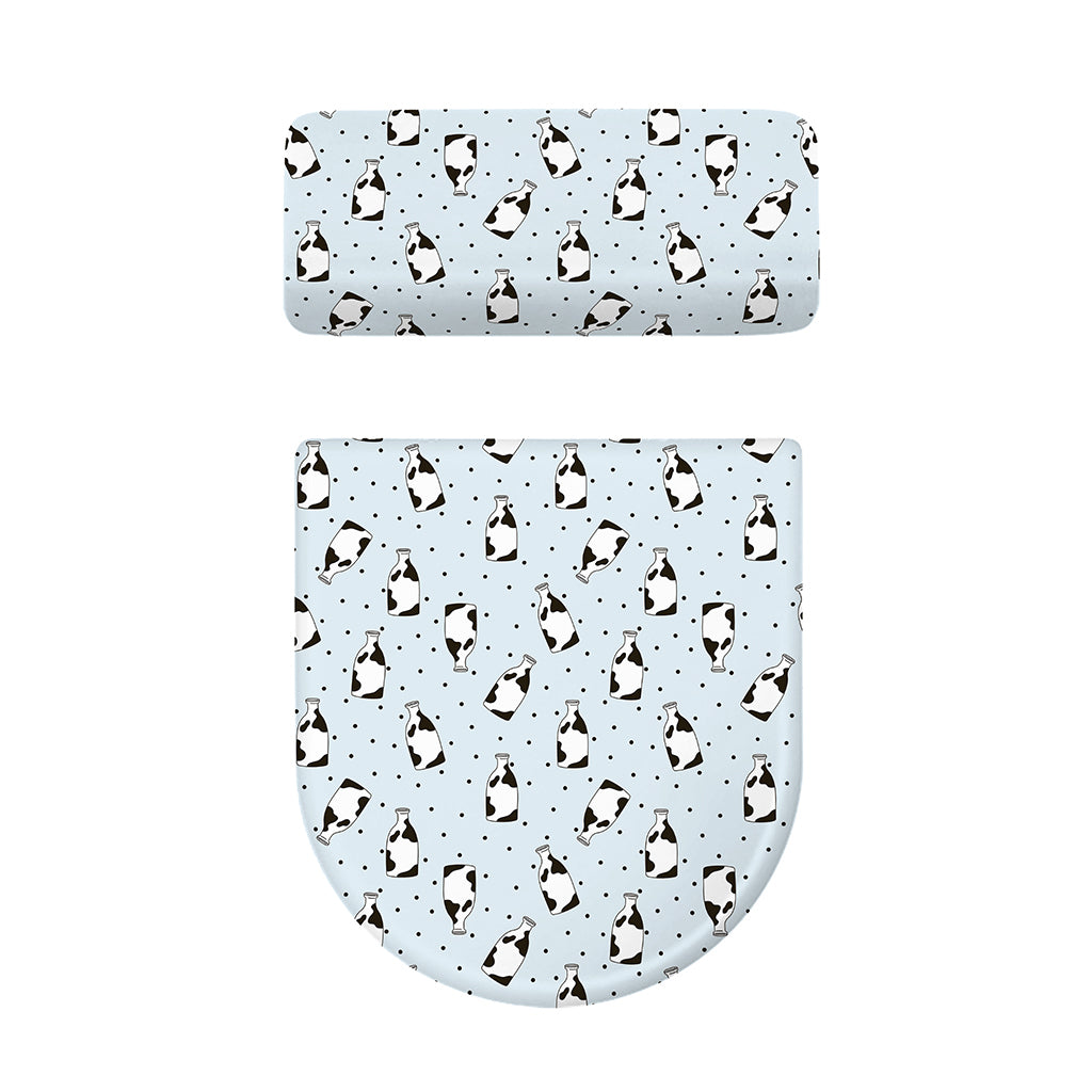 Cow Milk Bottle Pattern Print Toilet Lid And Tank Cover Set