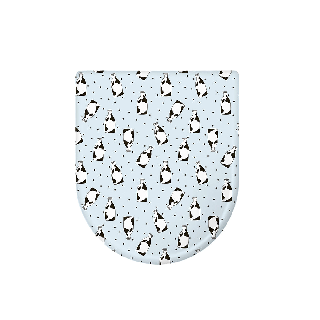 Cow Milk Bottle Pattern Print Toilet Lid Cover
