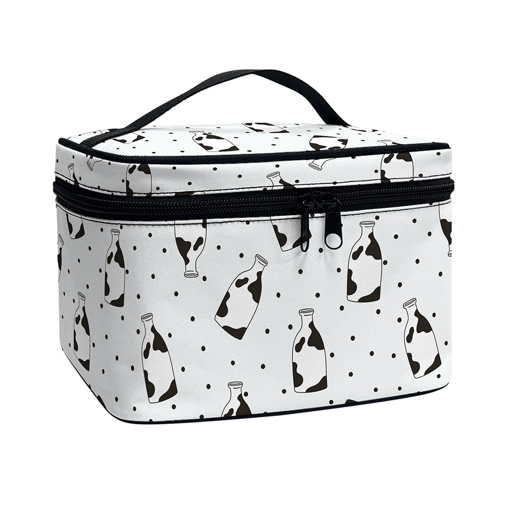 Cow Milk Bottle Pattern Print Travel Makeup Bag