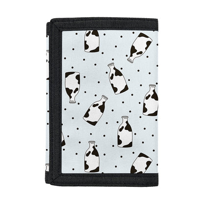 Cow Milk Bottle Pattern Print Trifold Wallet