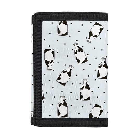 Cow Milk Bottle Pattern Print Trifold Wallet