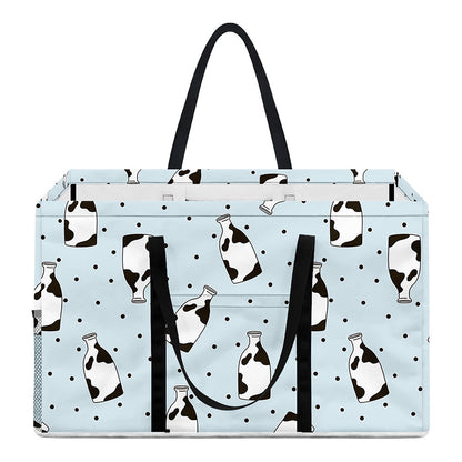 Cow Milk Bottle Pattern Print Utility Tote Bag
