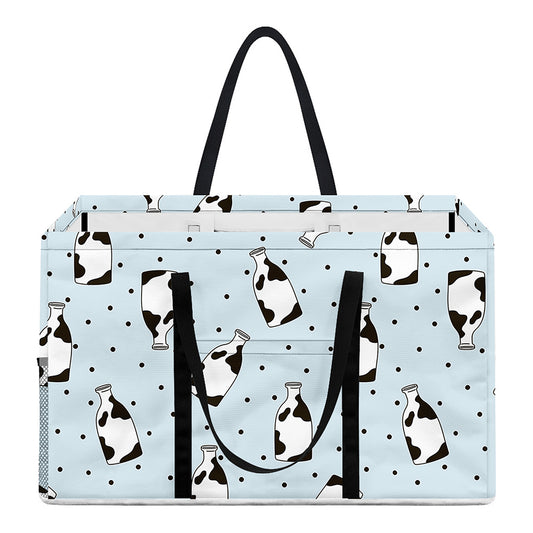 Cow Milk Bottle Pattern Print Utility Tote Bag