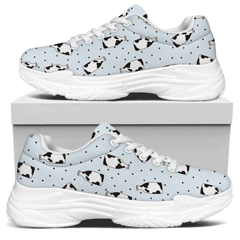 Cow Milk Bottle Pattern Print White Chunky Shoes