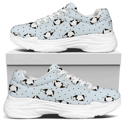 Cow Milk Bottle Pattern Print White Chunky Shoes