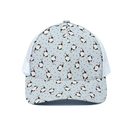Cow Milk Bottle Pattern Print White Mesh Trucker Cap