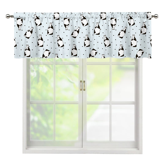 Cow Milk Bottle Pattern Print Window Valance