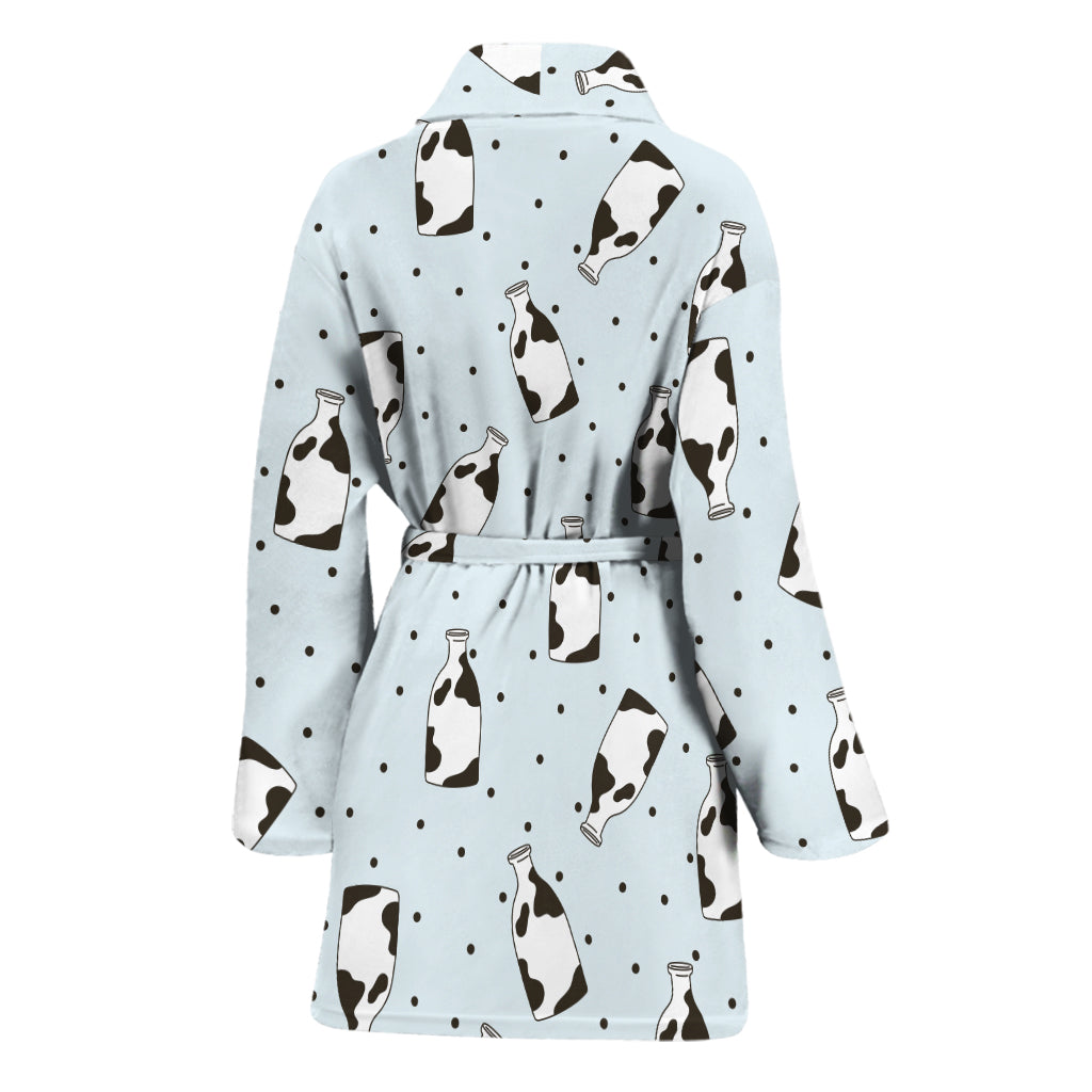 Cow Milk Bottle Pattern Print Women's Bathrobe