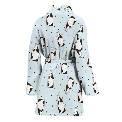 Cow Milk Bottle Pattern Print Women's Bathrobe