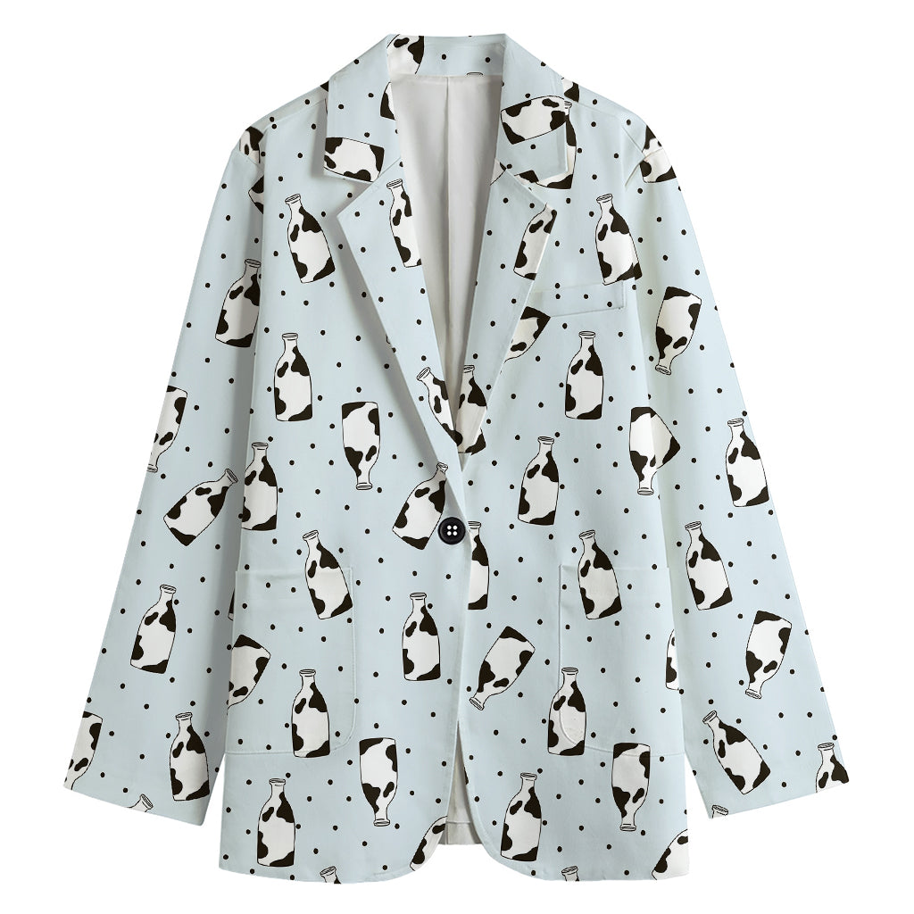 Cow Milk Bottle Pattern Print Women's Blazer