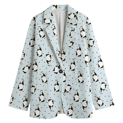 Cow Milk Bottle Pattern Print Women's Blazer