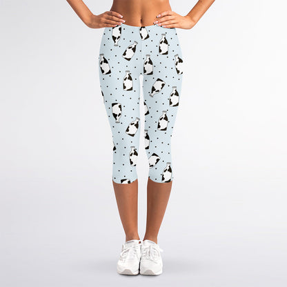 Cow Milk Bottle Pattern Print Women's Capri Leggings