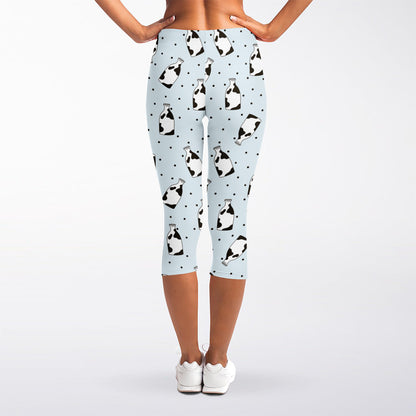 Cow Milk Bottle Pattern Print Women's Capri Leggings