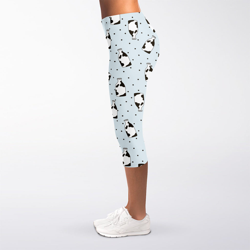 Cow Milk Bottle Pattern Print Women's Capri Leggings