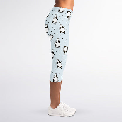 Cow Milk Bottle Pattern Print Women's Capri Leggings