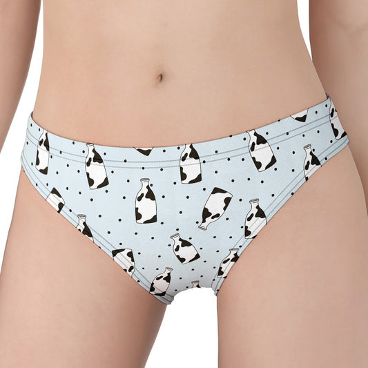 Cow Milk Bottle Pattern Print Women's Panties