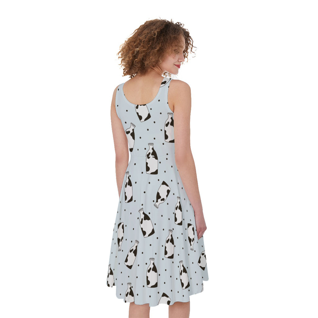Cow Milk Bottle Pattern Print Women's Sleeveless Dress