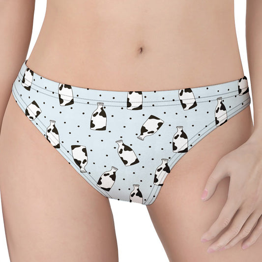 Cow Milk Bottle Pattern Print Women's Thong
