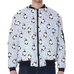 Cow Milk Bottle Pattern Print Zip Sleeve Bomber Jacket