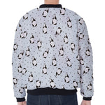 Cow Milk Bottle Pattern Print Zip Sleeve Bomber Jacket