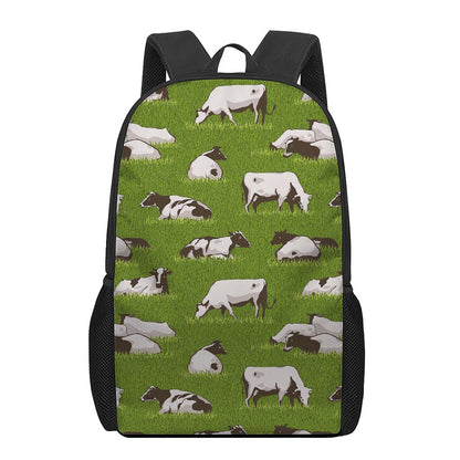 Cow On Green Grass Pattern Print 17 Inch Backpack