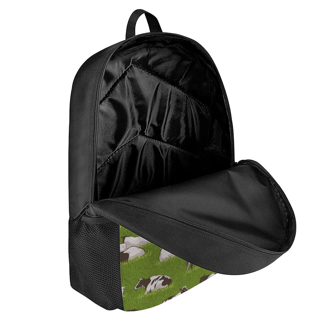 Cow On Green Grass Pattern Print 17 Inch Backpack