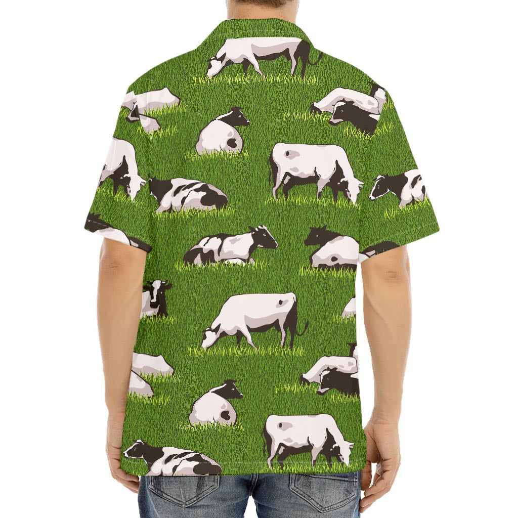 Cow On Green Grass Pattern Print Aloha Shirt