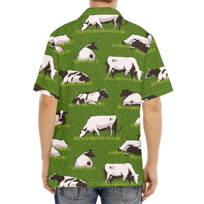 Cow On Green Grass Pattern Print Aloha Shirt