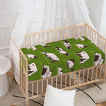 Cow On Green Grass Pattern Print Baby Crib Sheet