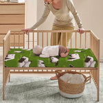 Cow On Green Grass Pattern Print Baby Crib Sheet