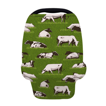 Cow On Green Grass Pattern Print Baby Seat Cover