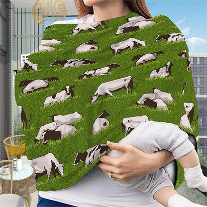 Cow On Green Grass Pattern Print Baby Seat Cover