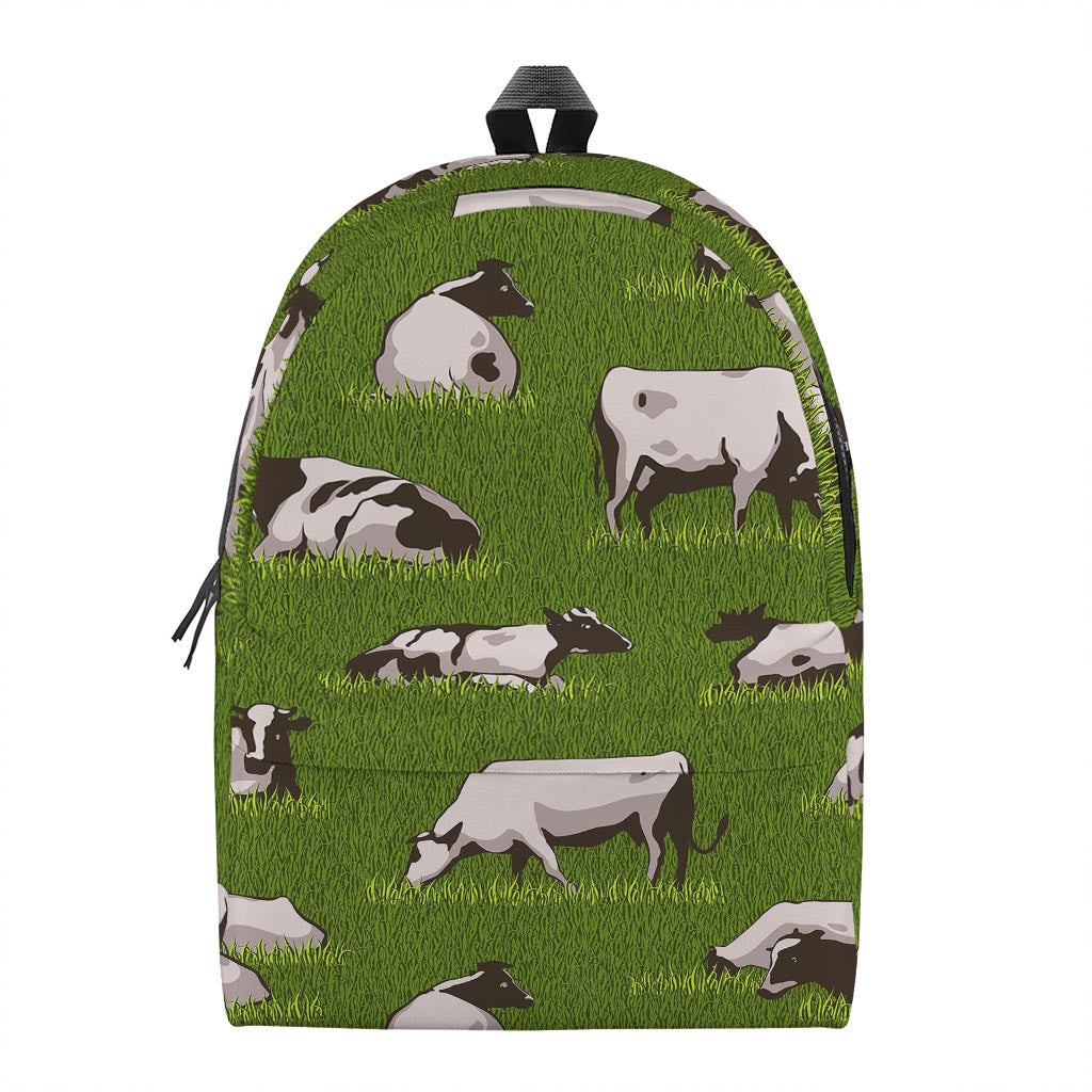 Cow On Green Grass Pattern Print Backpack