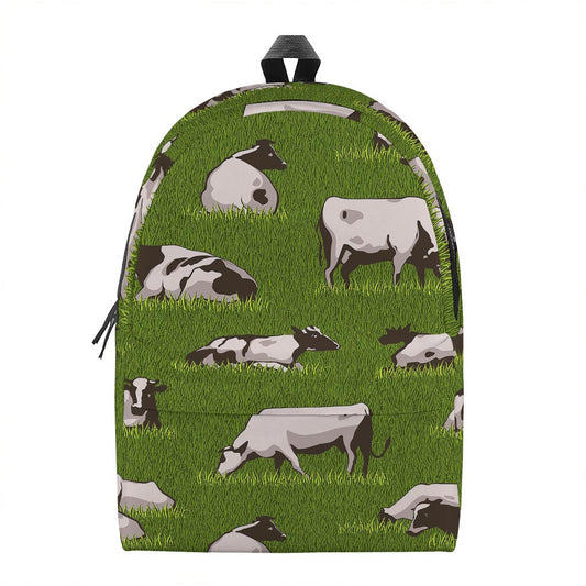 Cow On Green Grass Pattern Print Backpack