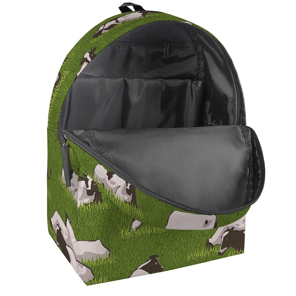 Cow On Green Grass Pattern Print Backpack